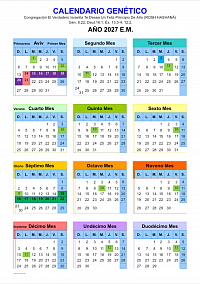 Calendario Genético 2027 E.M 2023/2024 E.C